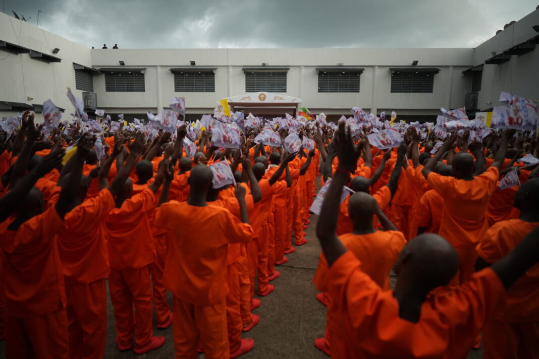 Pope tells inmates ‘you are not alone’ during Equatorial Guinea prison visit at end of Africa tour