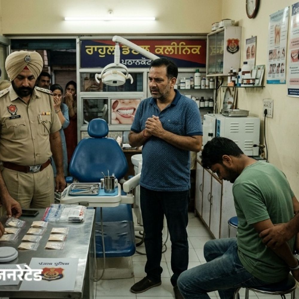 पठानकोट में क्लीनिक में पुलिस की रेड:5 ग्राम हेरोइन के साथ डेंटिस्ट और साथी गिरफ्तार; नशीले पदार्थों की करता था बिक्री