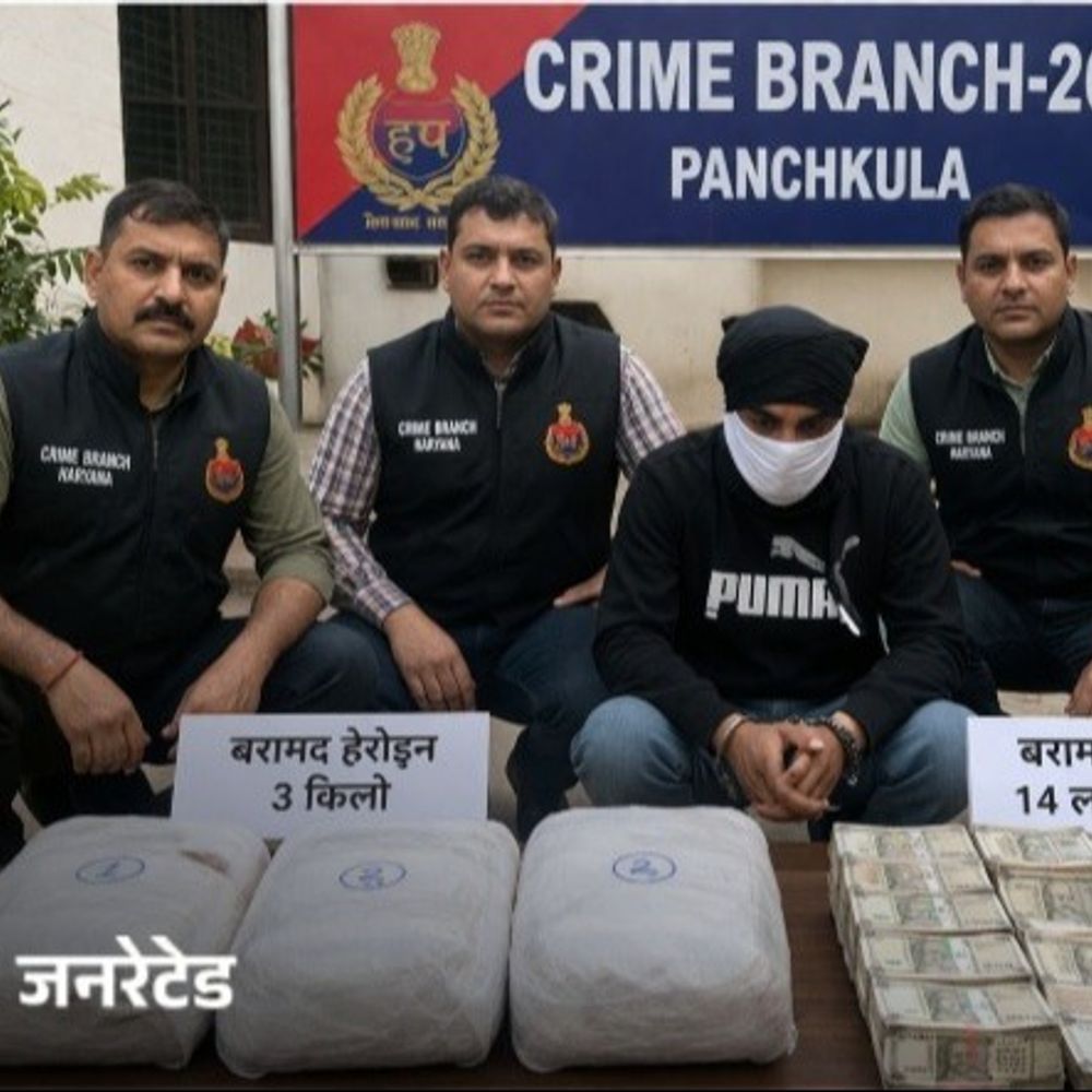 पंचकूला में नशे की खेप के साथ आरोपी गिरफ्तार:पंजाब का रहने वाला, 14 लाख कैश जब्त; 10 करोड़ कीमत की हेरोइन बरामद