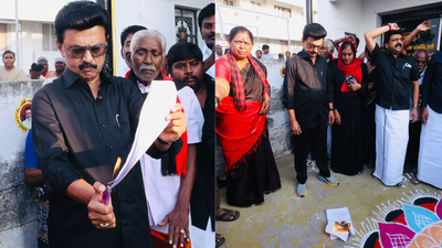 Tamil Nadu CM M K Stalin raises black flag, burns delimitation bill copy | Chennai News