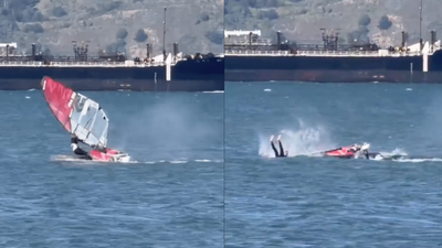 Watch video: Windsurfer hits whale in ‘unbelievable’ mid-ride moment caught on camera |