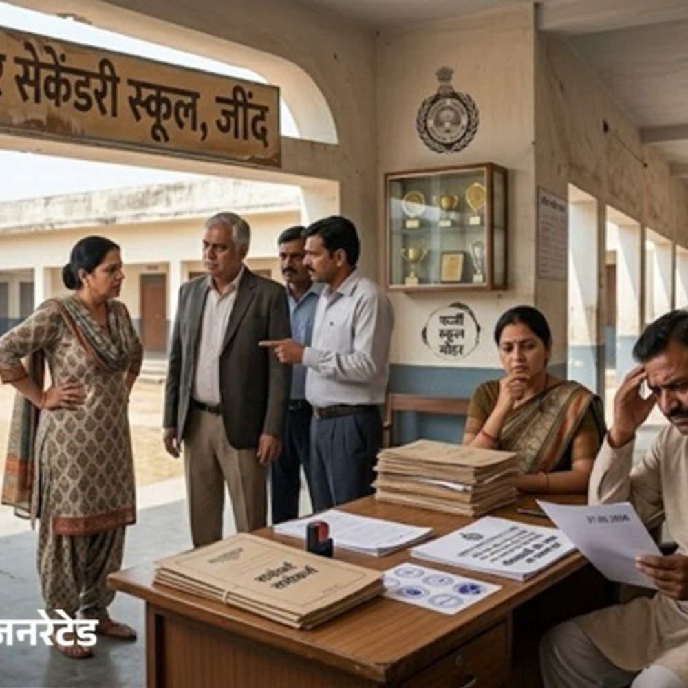 जींद के नव दुर्गा स्कूल में लाखों रुपए की धोखाधड़ी:इस्तीफा दे चुके पदाधिकारियों ने रिकॉर्ड चुराया; फर्जी मोहर बना कर हड़पी राशि, केस दर्ज