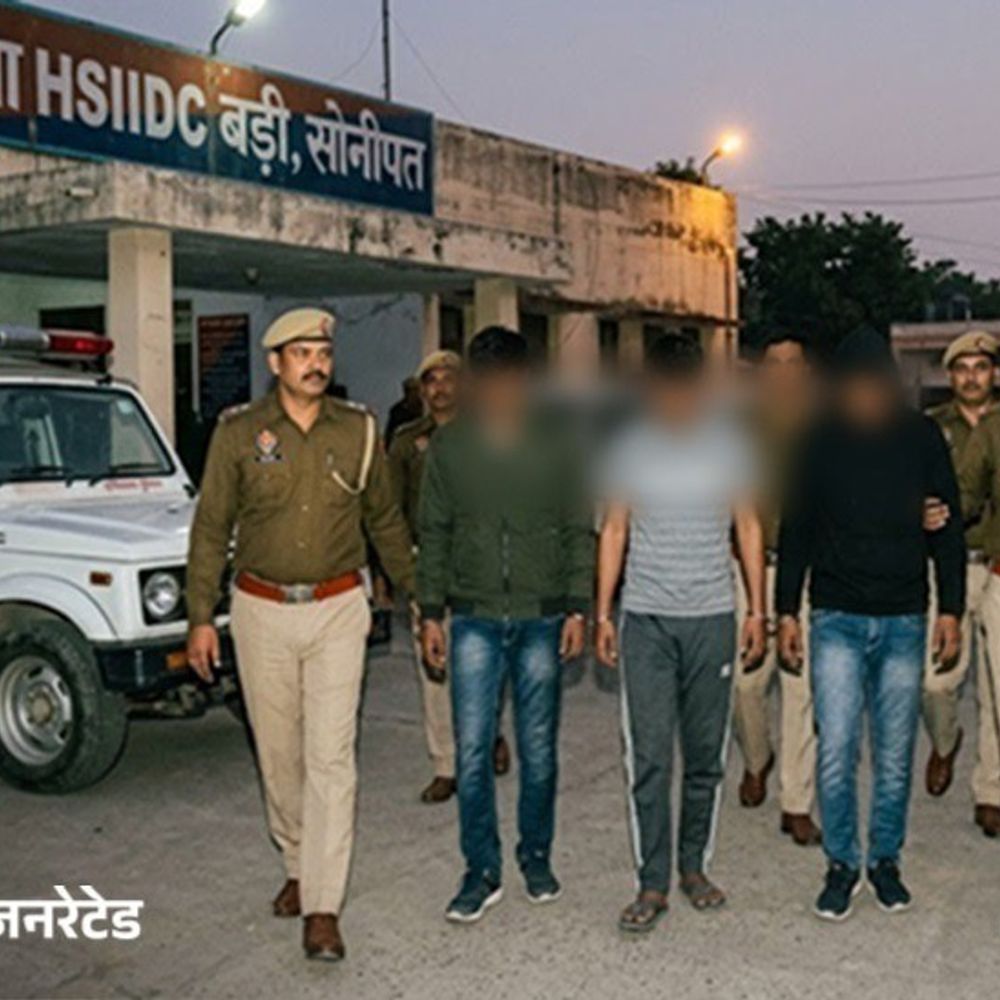 सोनीपत में जानलेवा हमले के तीन आरोपी अरेस्ट:घर पर ईंट फेंकी, किया गाड़ी चढ़ाने का प्रयास, ग्रामीण ने पीछे हटकर बचाई जान