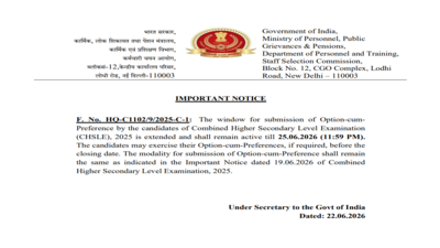 SSC CHSL 2025 option-cum-preference window extended till June 25; here’s how candidates can edit choices at ssc.gov.in