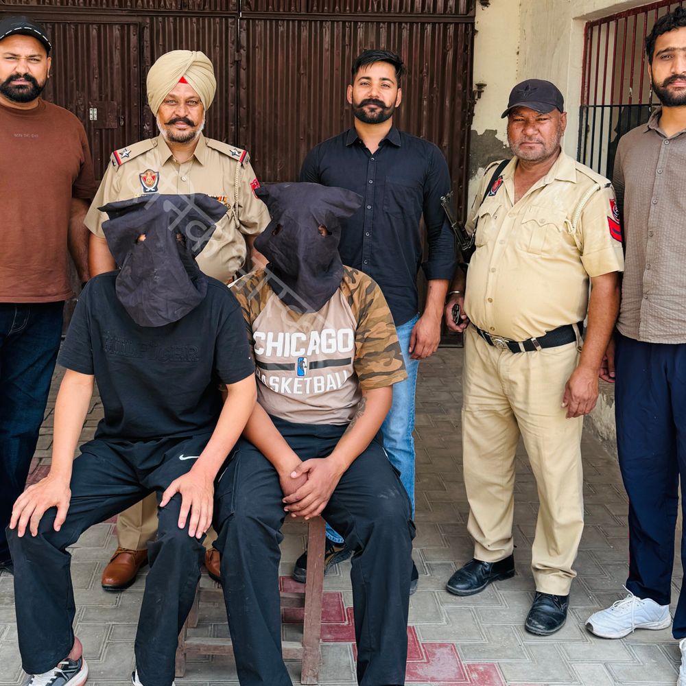 जगराओं में CIA स्टाफ की कार्रवाई:बिना नंबर प्लेट क्रेटा से 2 युवक गिरफ्तार, पिस्तौल और कारतूस बरामद