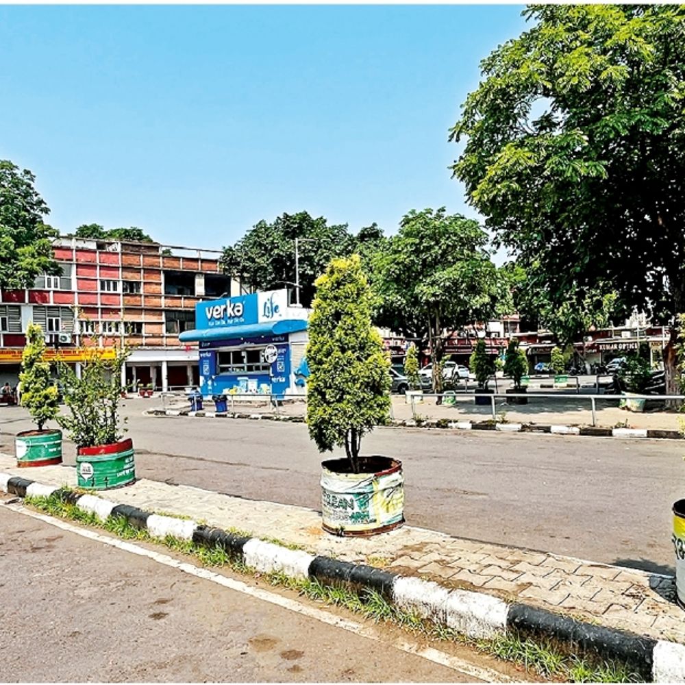 जहां पौधे लगने चाहिए थे, वहां पेवर ब्लॉक बिछाए, अब वहीं गमलों से ‘ग्रीनरी’