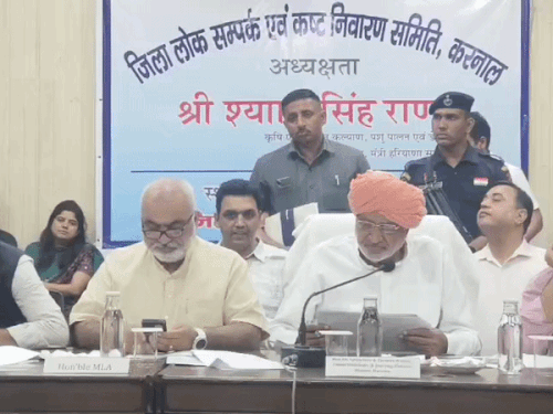 करनाल कष्ट निवारण समिति की बैठक में पहुंचे कृषि मंत्री:बैठक में सुनी समस्याएं, 7 का समाधान 5 पेंडिंग ,पंजाब सीएम की वीडियो पर ली चुटकी