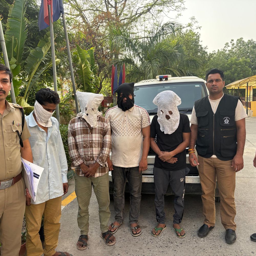 गुरुग्राम लूट कांड में 4 बांग्लादेशियों को पकड़ा:वारदात में इस्तेमाल कार बरामद; परिवार को बंधक बनाकर ले गए थे कैश-जेवर
