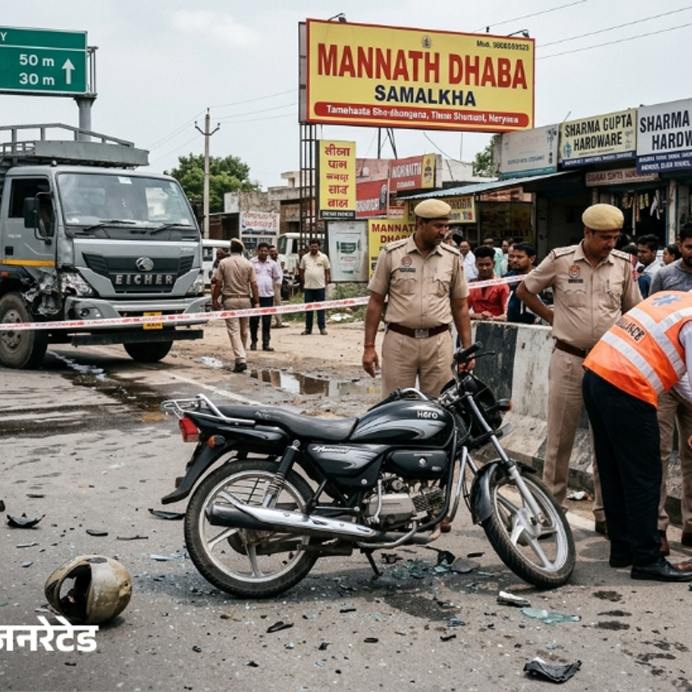 समालखा में कैंटर की टक्कर से युवक की मौत:कैंटर ने पीछे से मारी टक्कर, चचेरा भाई घायल, स्टेशन से गांव लौट रहे थे