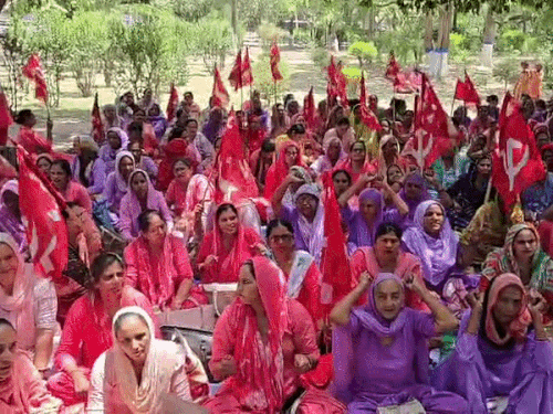 पंचकूला में आंगनबाड़ी वर्कर्स-हेल्पर्स का प्रदर्शन:बोलीं- वादे पूरे करो, नहीं तो तेज होगा आंदोलन, ACS ने वार्ता के लिए बुलाया