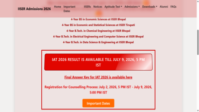 IISER IAT result 2026, final answer key out at iiseradmission.in: Direct link to download here