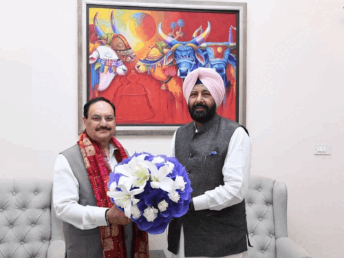 पंजाब में BJP संगठनात्मक ढांचे को करेगी मजबूत:प्रधान ढिल्लों ने नड्डा-शेखावत से की मुलाकात; गुरुद्वारा श्री बंगला साहिब में टेका माथा