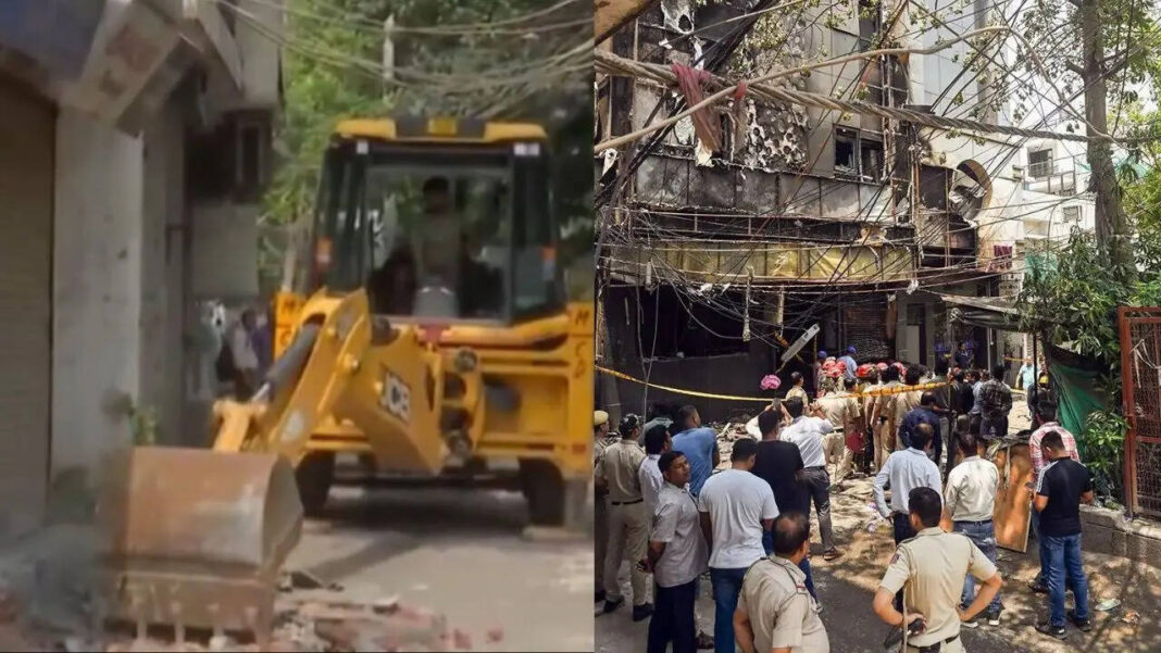 Bulldozer action in Malviya Nagar after Delhi hotel tragedy | Delhi News