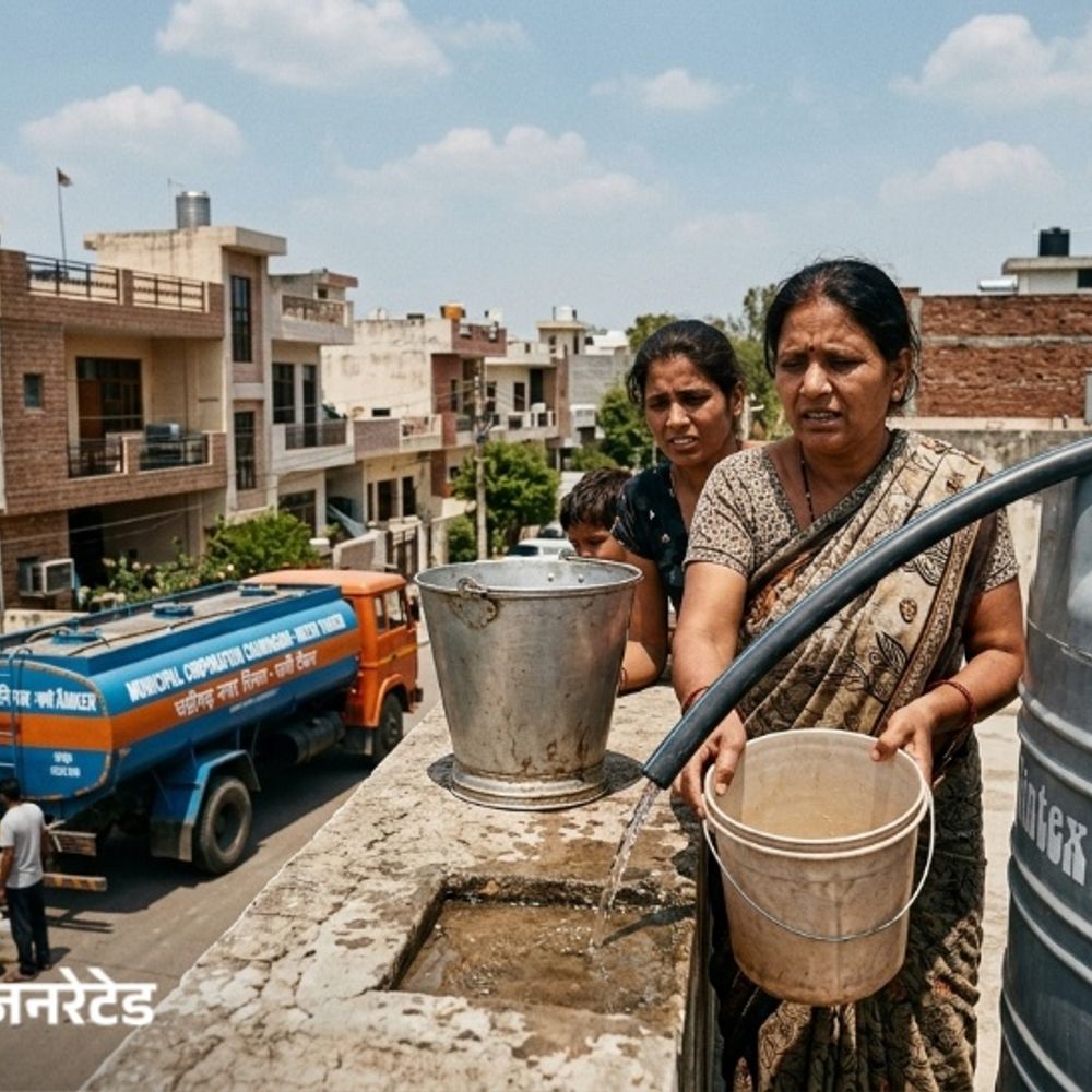 चंडीगढ़ में पानी संकट, 30 दिन से लो-प्रेशर:ऊपर तक नहीं पहुंच रहा; दूसरी और तीसरी मंजिलों पर भी सप्लाई ठप; टैंकरों पर निर्भर