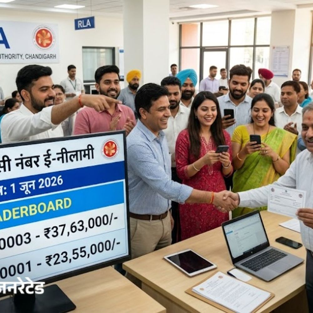 चंडीगढ़ में 0003 नंबर 37.63 लाख में बिका:0001 नंबर की बोली रही कम, ऑनलाइन नीलामी में 4.13 करोड़ की कमाई