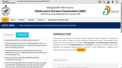 OJEE round 1 mock seat allotment result 2026 out at ojee.nic.in; final allotment on July 2