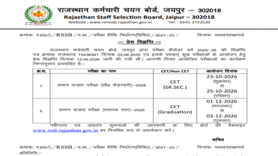 Rajasthan CET 2026 exam dates announced: Check complete schedule here