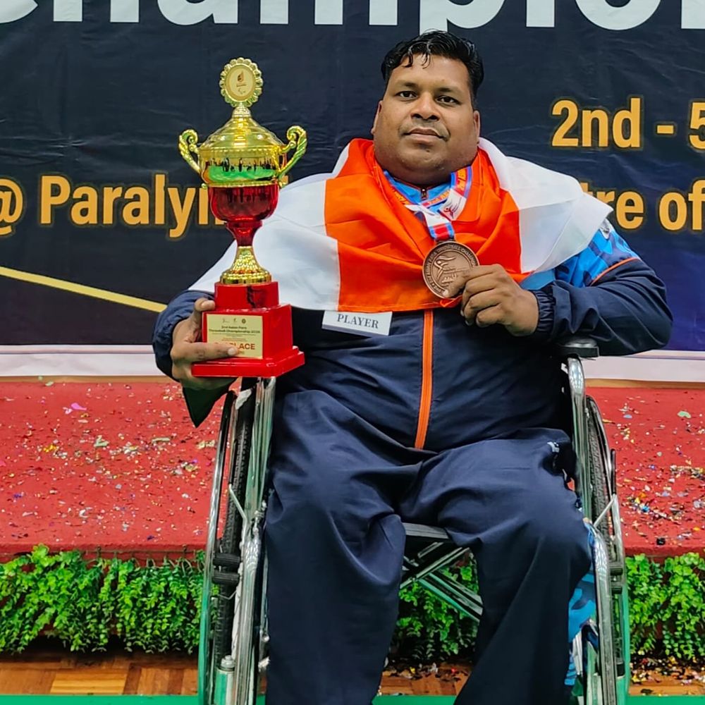 पानीपत के अमित ने मलेशिया में चमकाया देश का नाम:पैरा थ्रो बॉल में जीता ब्रॉन्ज मेडल, CSC सेंटर संचालक ने 3 साल पहले शुरू की प्रैक्टिस
