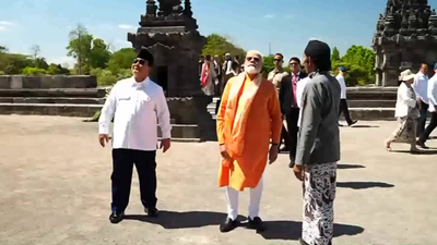 PM Modi offers prayers at Indonesia’s 1,000-year-old Prambanan Temple – Watch | India News