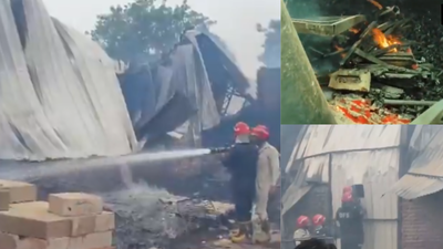 Warehouse storing event materials catches fire in Delhi’s Fatehpur Beri | Delhi News