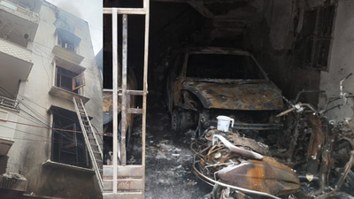 Massive blaze at Delhi residential building triggers cylinder explosions; 8 rescued | Delhi News