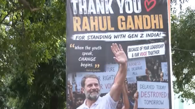 Youth Congress puts up hoardings thanking Rahul Gandhi in Delhi for standing with Gen Z | Delhi News