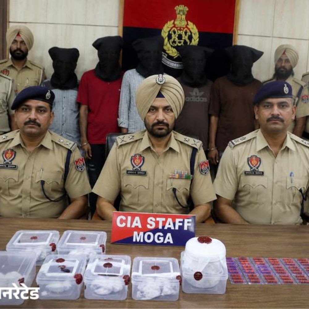 मोगा में नशा तस्करों पर पुलिस का शिकंजा:7 केस दर्ज, 10 आरोपी गिरफ्तार; 150 ग्राम हेरोइन और 110 गोलियां बरामद