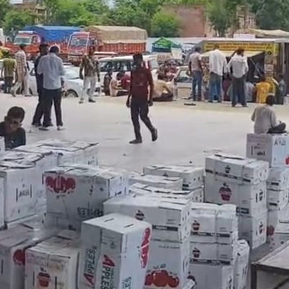 सेब की पेटी चोरी करते युवक को रंगेहाथ पकड़ा:पिंजौर मंडी में ट्रक से उतार रहा था, दो साथी मौके से फरार