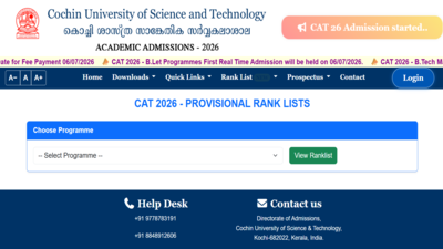 CUSAT CAT round 1 seat allotment result 2026 released at admissions.cusat.ac.in: Direct link to download scorecards