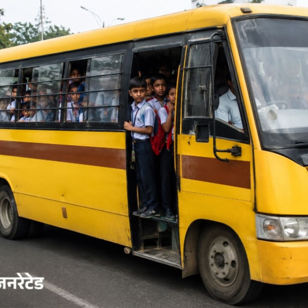 चंडीगढ़ में ओवरलोड स्कूल बस-दरवाजा खुला:कंडक्टर नहीं था; मानवाधिकार आयोग ने थमाया नोटिस, एक सप्ताह में स्कूल शिक्षा विभाग-ट्रैफिक पुलिस से रिपोर्ट मांगी