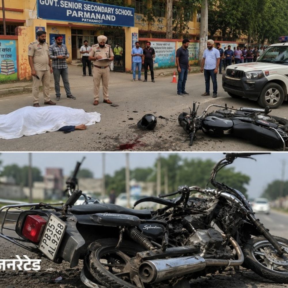पठानकोट में अज्ञात वाहन ने बाइक सवार कुचला:सरकारी परमानंद स्कूल के पास हुआ हादसा; सिर में चोट लगने से गई जान