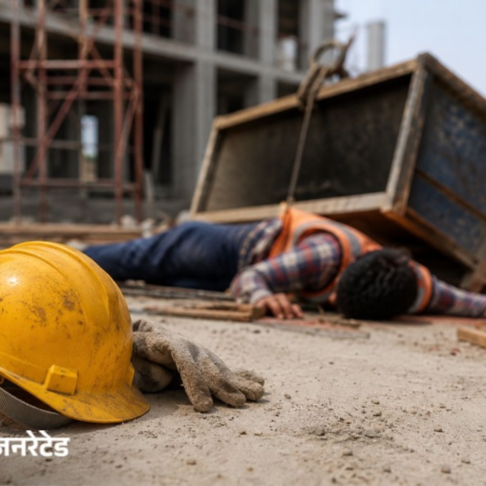 नारनौल में निर्माणाधीन मकान से गिरने पर मिस्त्री की मौत:पत्नी ने ठेकेदार की लापरवाही को बताया जिम्मेदार, मध्यप्रदेश के छतरपुर का रहने वाला