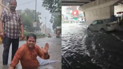 ‘Red’ alert issued in Delhi as heavy rain lashes NCR, waterlogging in several areas | Delhi News